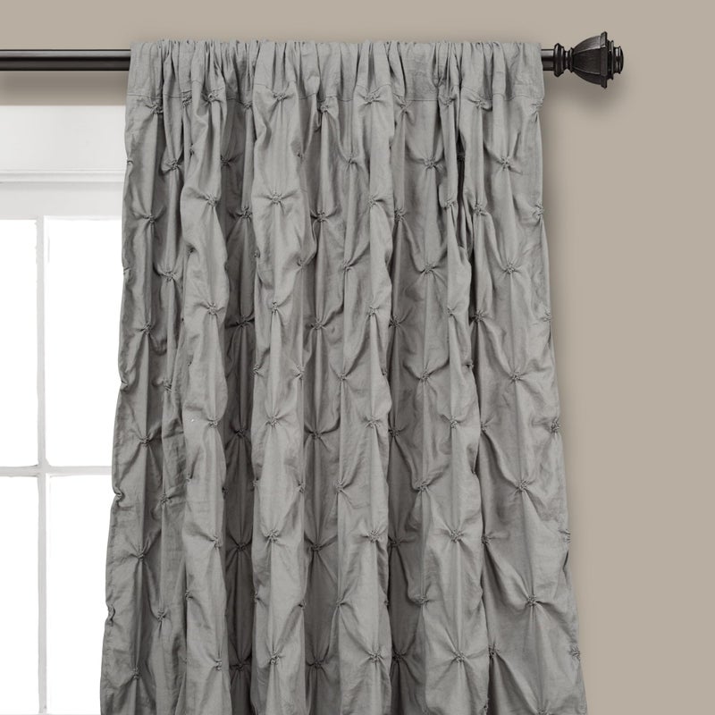 Lush Decor Ravello Pintuck Vintage Chic Farmhouse Curtains, Single Curtain Panel, 52" W x 84" L, Gray - Luxe Pintuck Embellishment - Chic Textured Design - Traditional Glam & Farmhouse Window DÃ©cor - Image 5